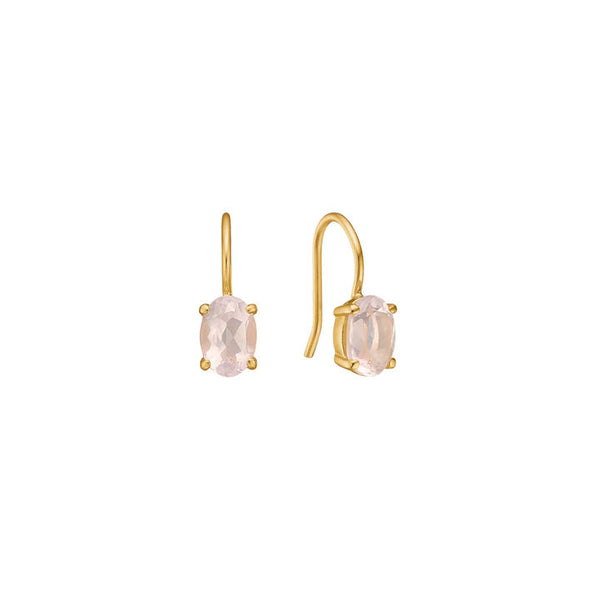 Rose 18K Gold Plated Earring w. Quartz