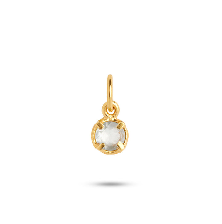 Birthstone March White 18K Gold Plated Pendant w. Aquamarine