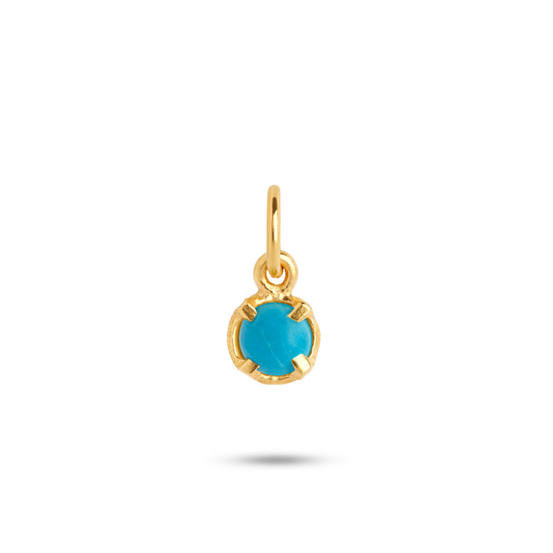 Birthstone December Blue 18K Gold Plated Pendant w. Turquoise