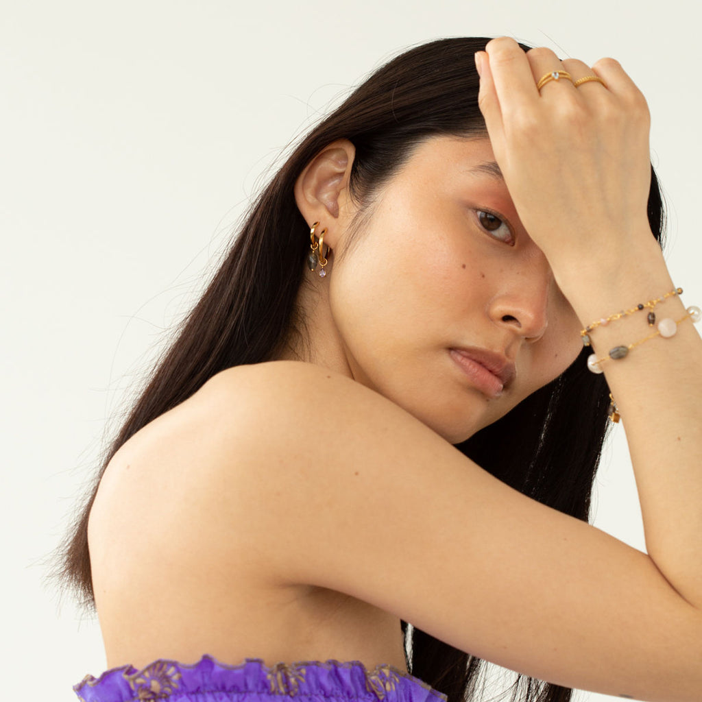 Gem Candy Ohrring I Goldplattiert 18K I Anhänger I Amethyst