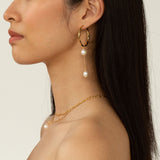 Pearl Jam long 18K Gold Plated Earring-Pendant w. Pearls
