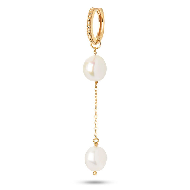 Pearl Jam long 18K Gold Plated Earring-Pendant w. Pearls