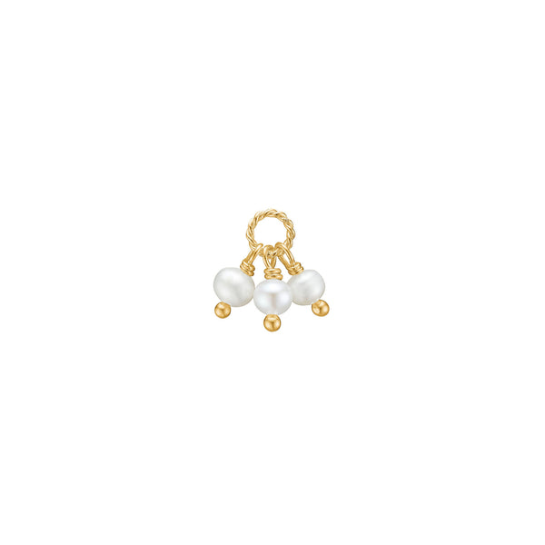 Charm 3 18K Gold Plated Pendant w. Pearls