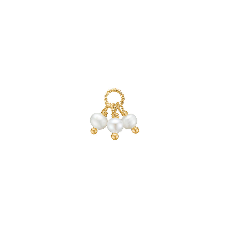Charm 3 18K Gold Plated Pendant w. Pearls