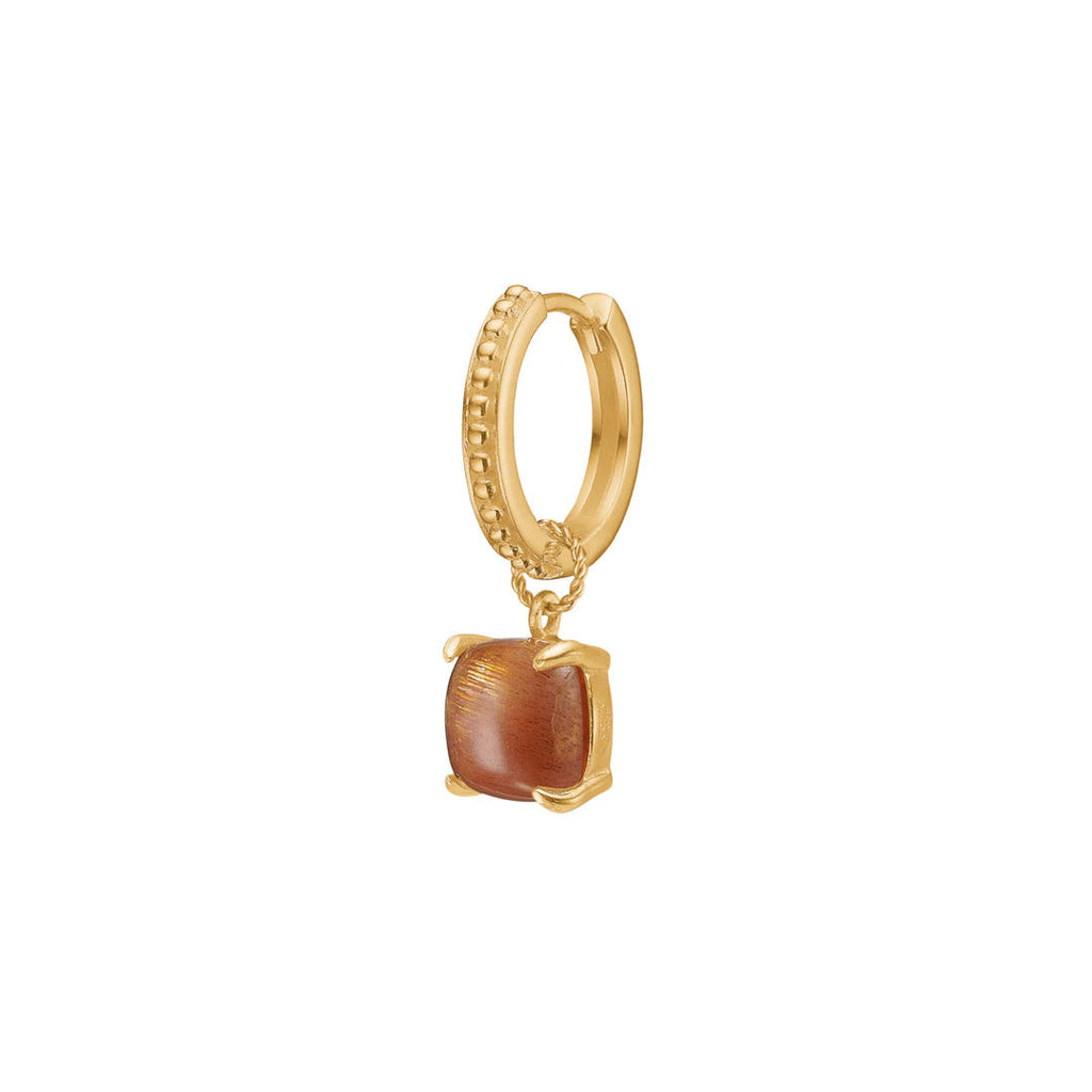 Charm 18K Gold Plated Pendant w. Sunstone