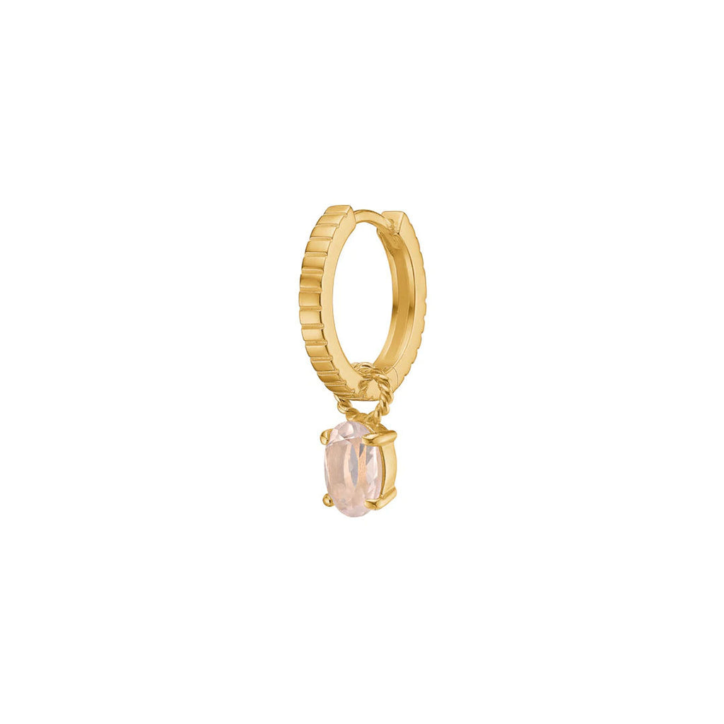 Charm Rose 18K Gold Plated Pendant w. Quartz