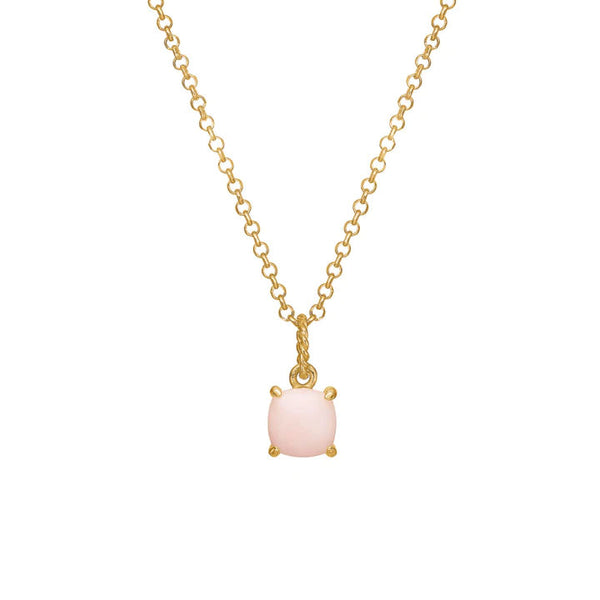 Pink 18K Gold Plated Pendant w. Opal