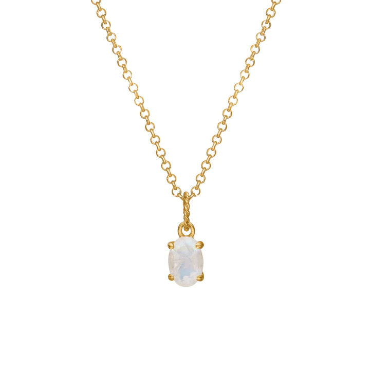 Rainbow 18K Gold Plated Pendant w. Moonstone
