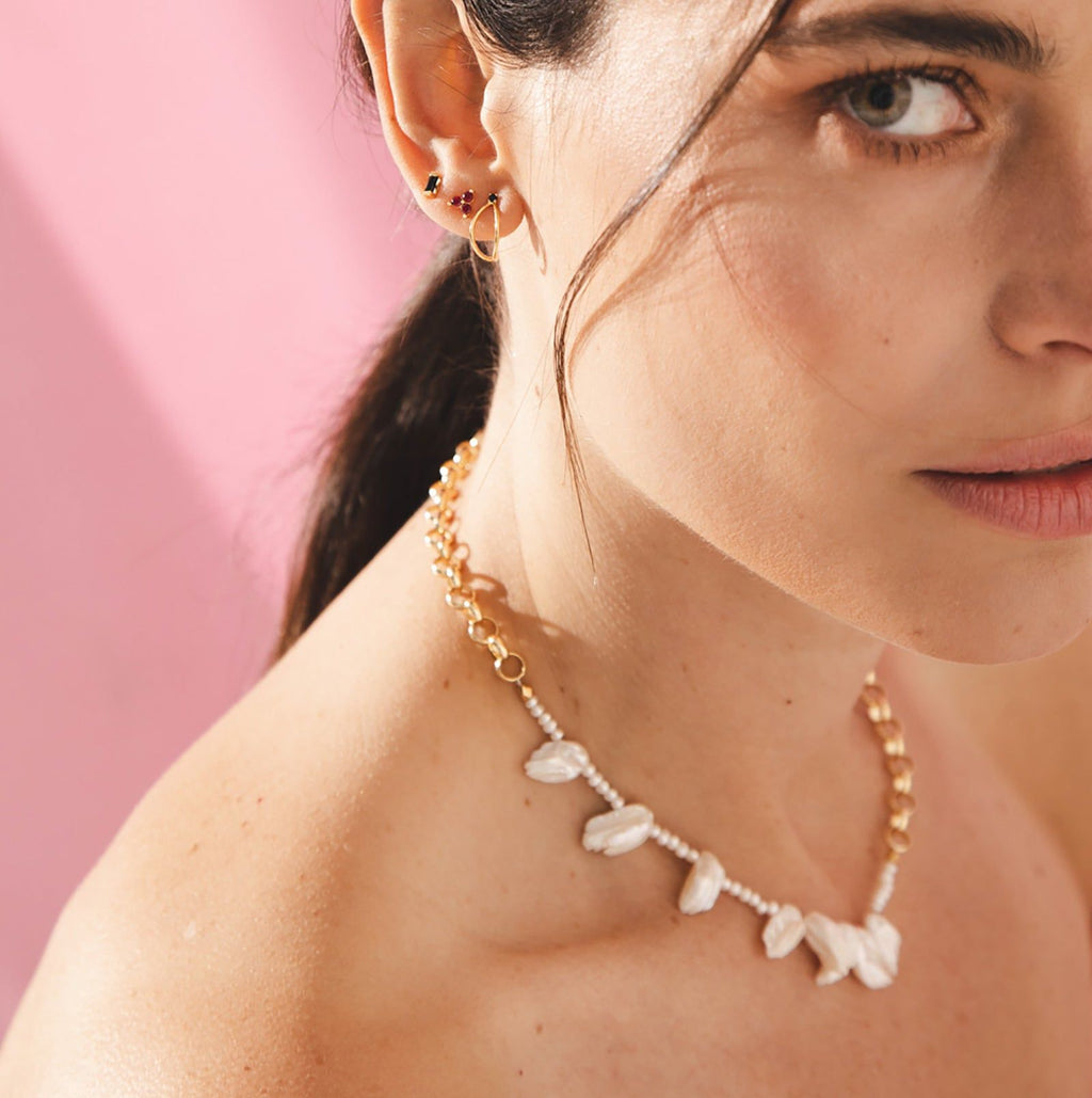 Thalia 18K Gold Plated Necklace w. Pearls