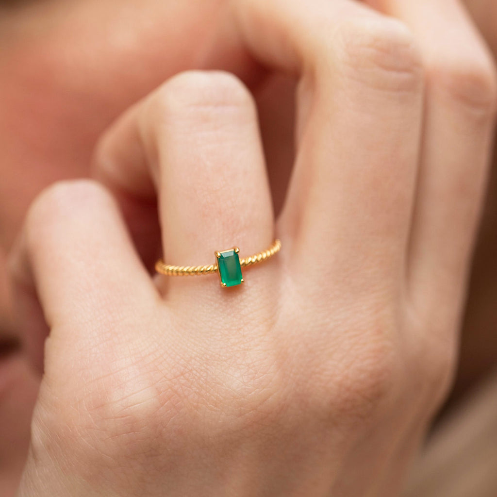 Gem Candy Grøn 18K Forgyldt Ring m. Agat