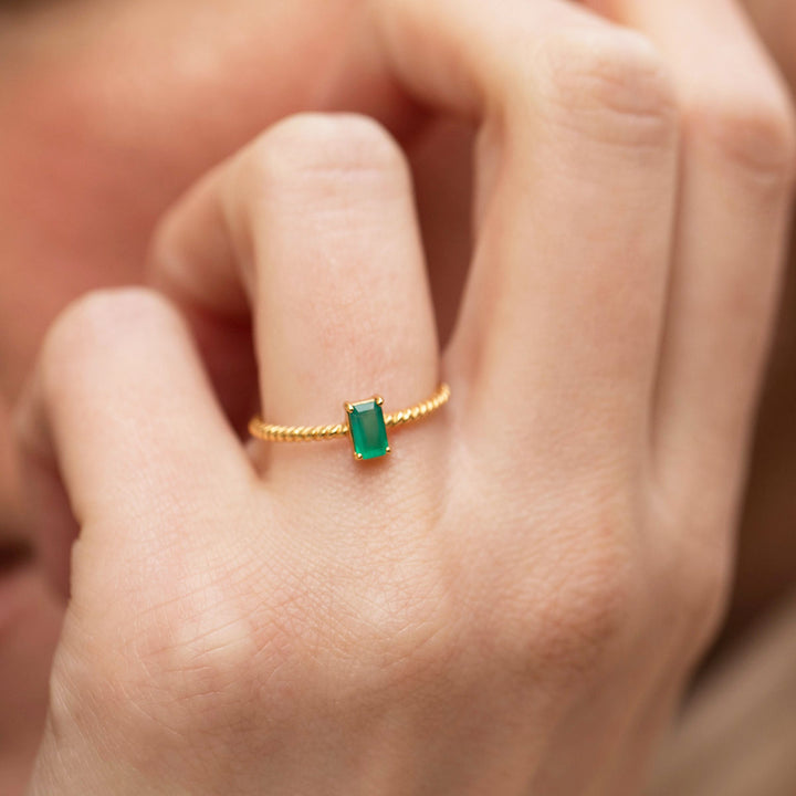 Gem Candy Green 18K Gold Plated Ring w. Agate