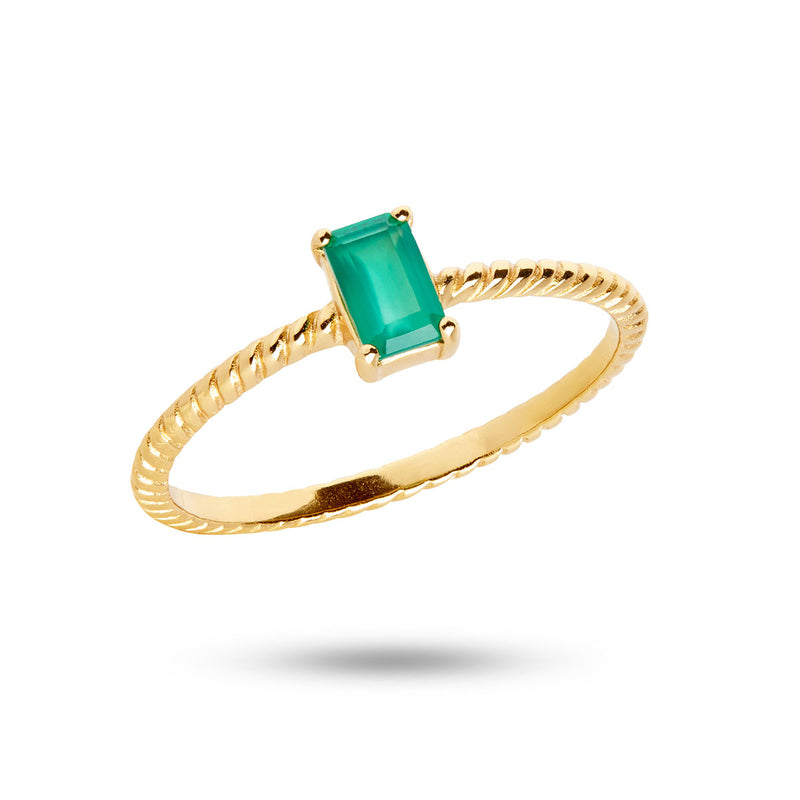 Gem Candy Green 18K Gold Plated Ring w. Agate