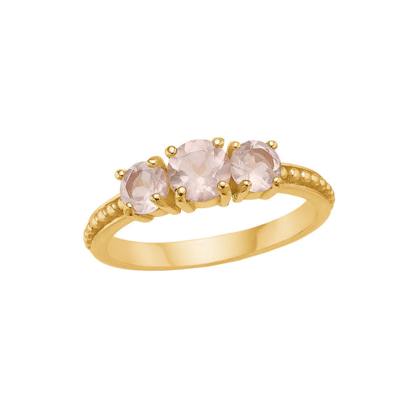 Pink 18K Gold Plated Ring w. Quartz