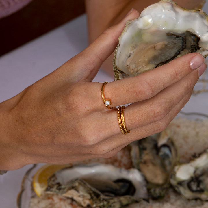 Unicorn Ring 18K vergoldet I Perle