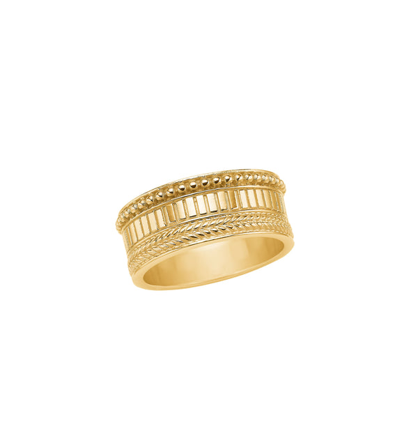 18K Gold Plated Ring w. Mix of details