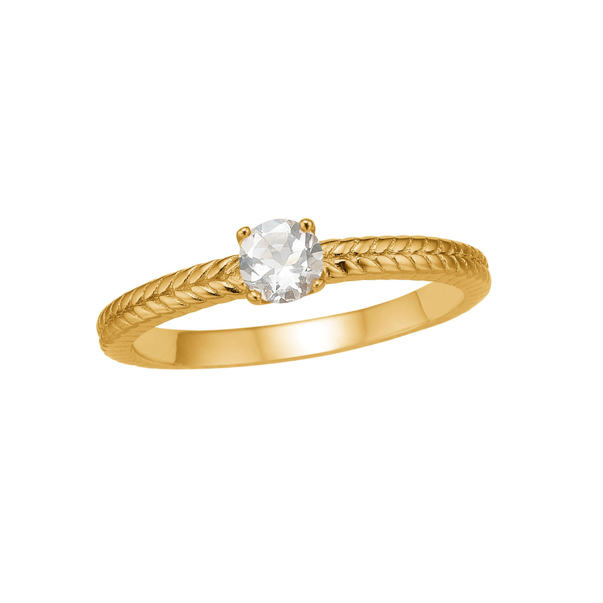 Reef 18K Gold Plated Ring w. 1 Prasiolite