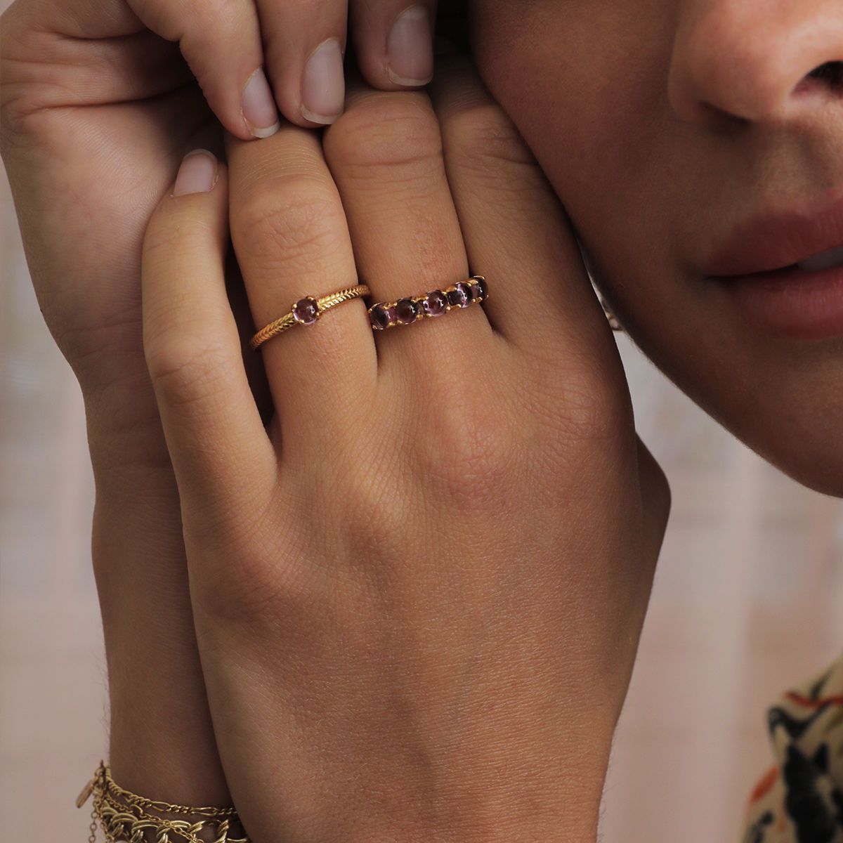 Olalla 18K Gold Plated Ring w. 1 Amethyst