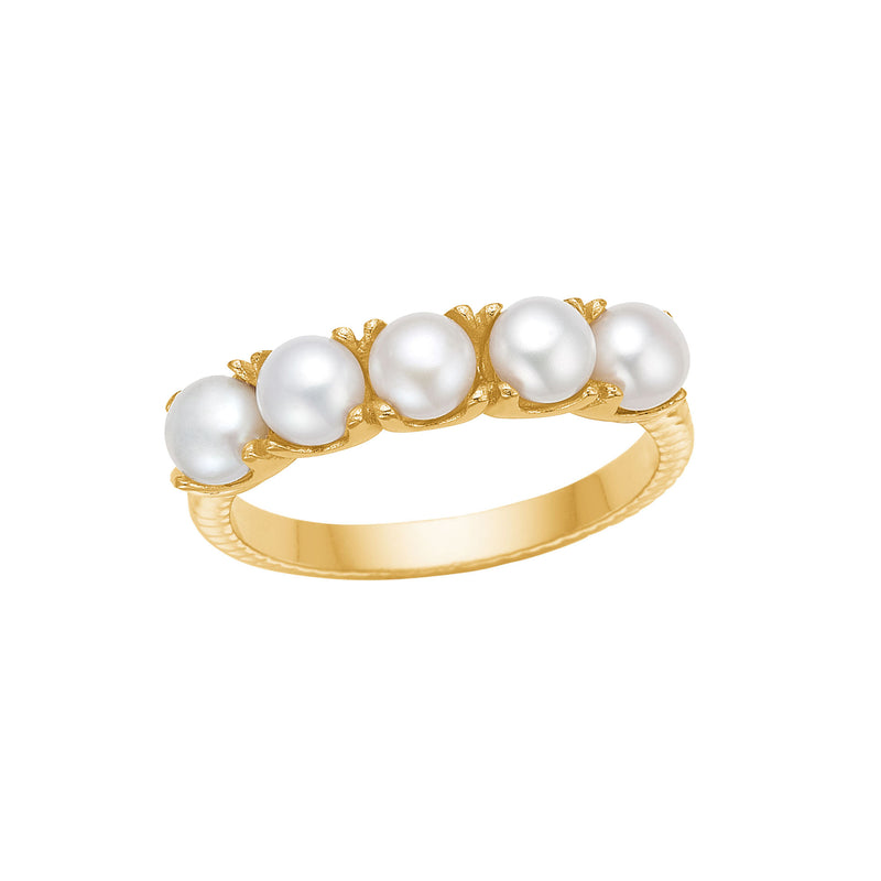 Reef Ring 18K vergoldet mit weißen Perlen