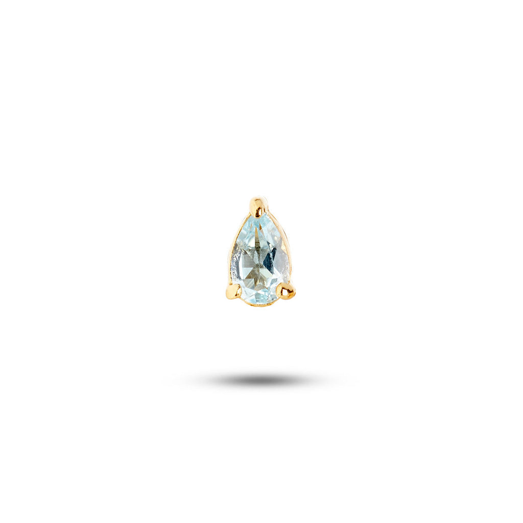 Gem Candy Blue 18K Gold Plated Stud w. Topaz