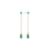 18K Gold Plated Stud w. Agate & Turquoise
