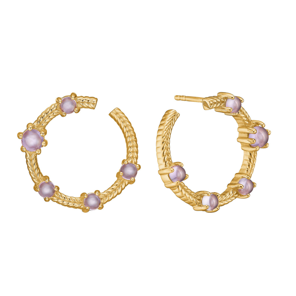 Olalla 18K Gold Plated Hoops w. Amethyst