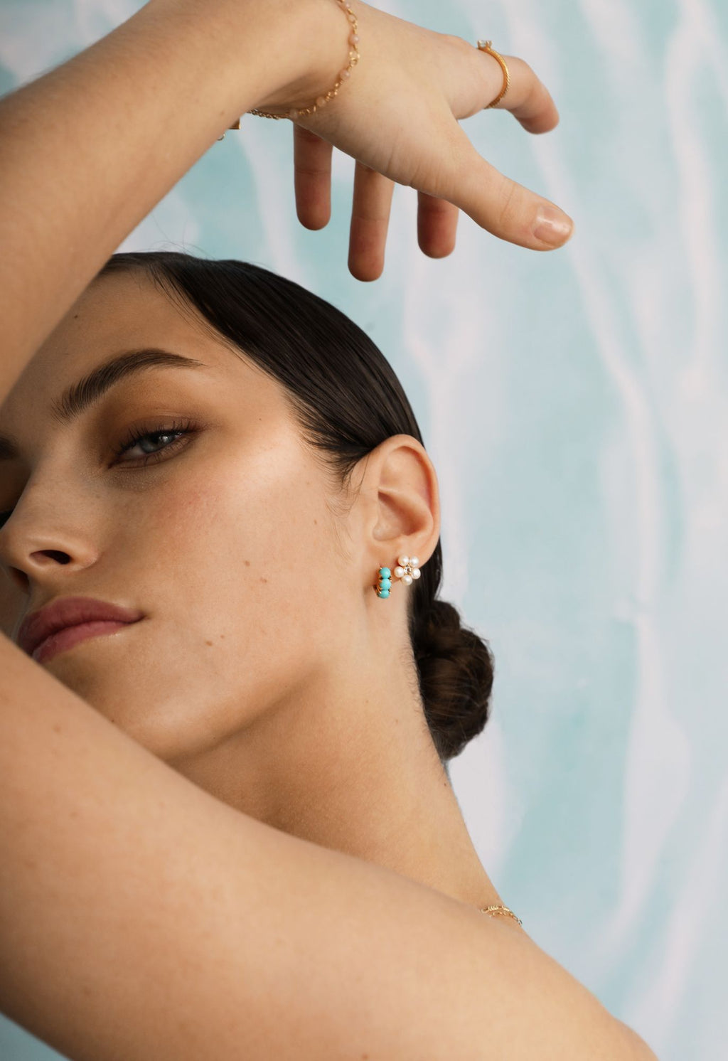 Reef 18K Gold Plated Earrings w. Prasiolite & Pearls