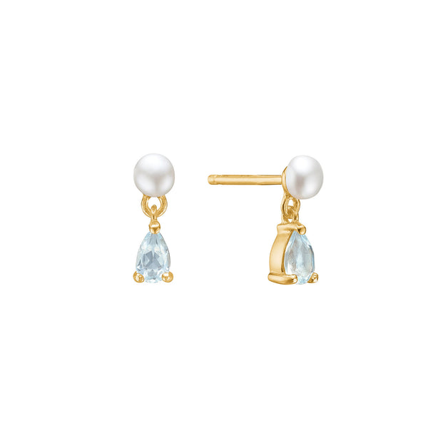 Reef 18K Gold Plated Studs w. Topaz & Pearls
