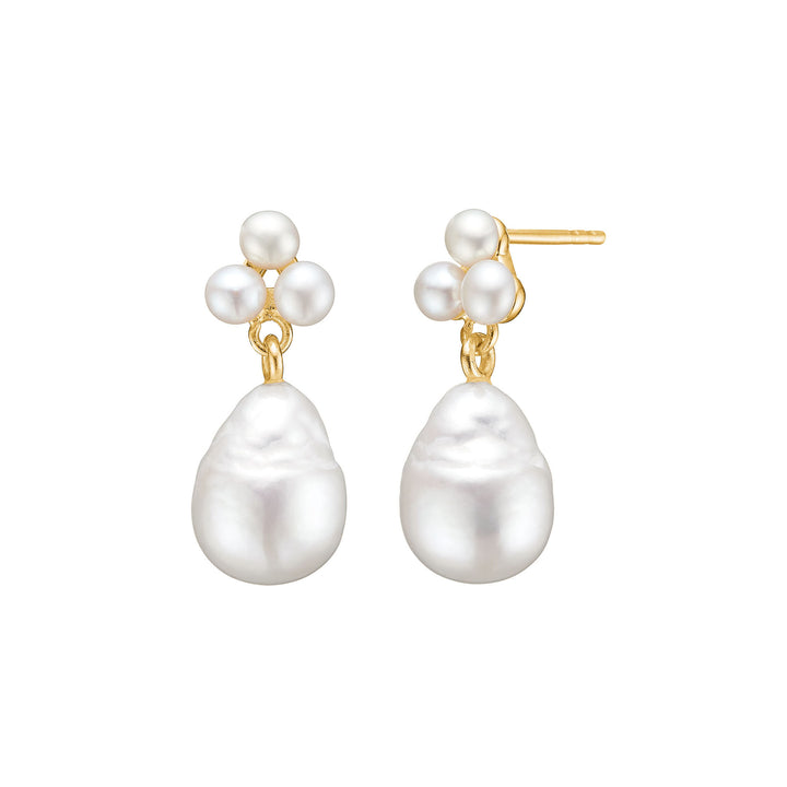 Reef 18K Gold Plated Studs w. Pearl Drop