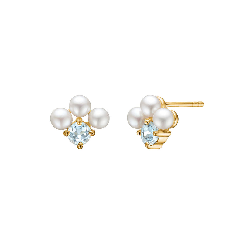 Reef 18K Gold Plated Studs w. Pearls & Topaz