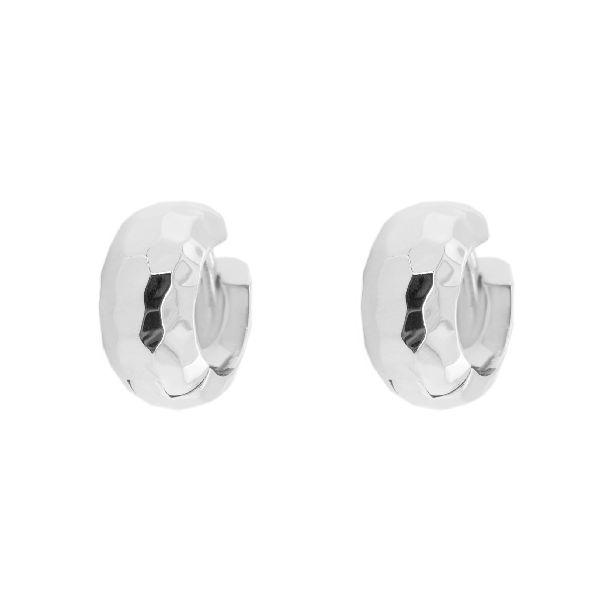 Facet Silver Huggies