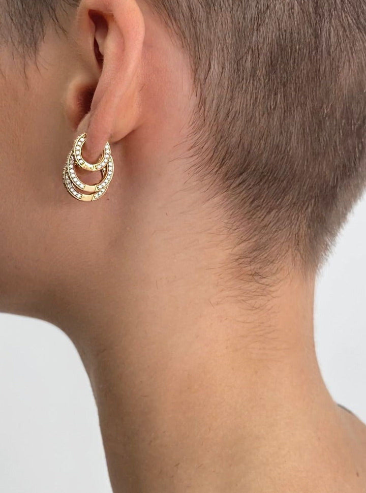 Triple Diamond Huggie - Medium