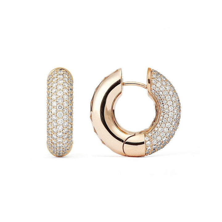 Absolute Big 18K Rosegold Creoles w. Diamonds