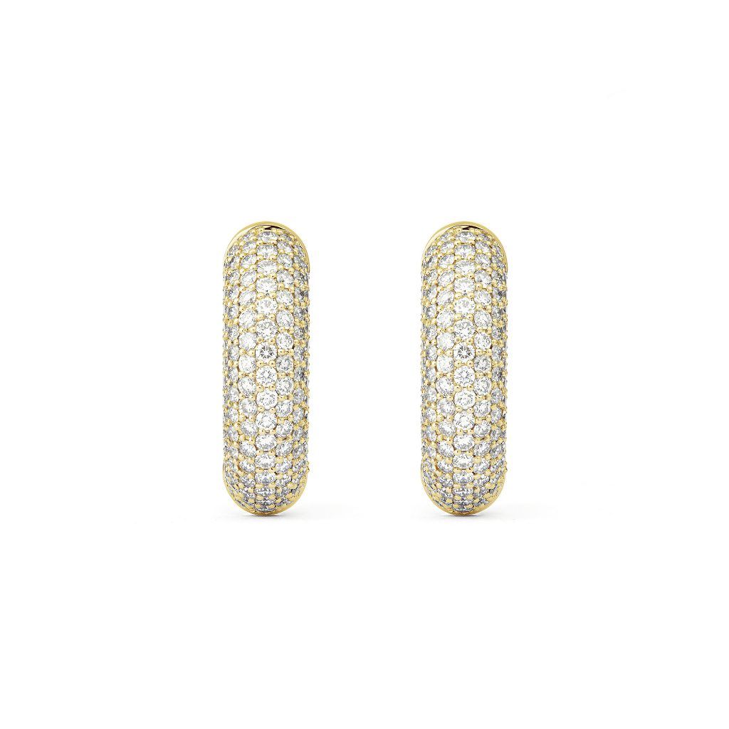 Absolute Big 18K Gold Creoles w. Diamonds