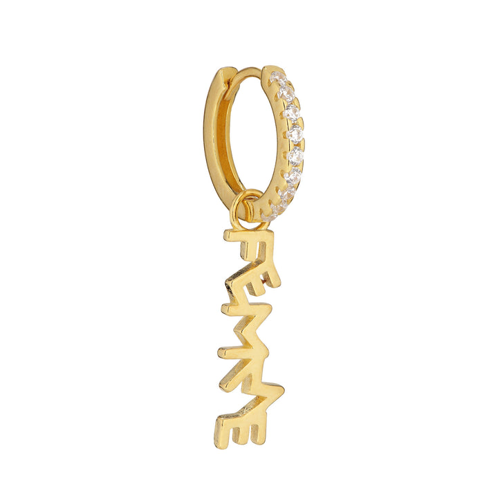 Femme 18K Forgyldt Huggie m. Hvid Zirkon
