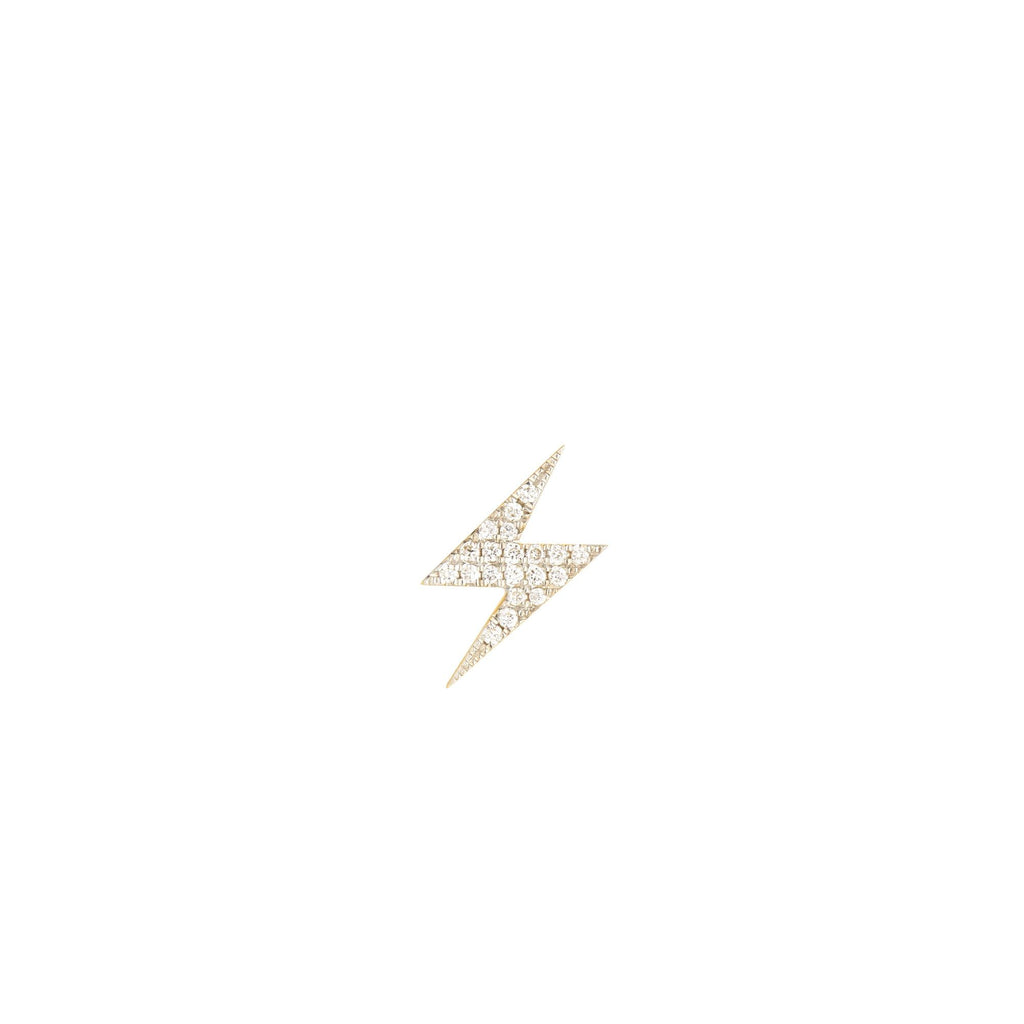 Modern Words Fine Lightning 18K Gold Stud w. Diamond
