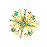 Floret 18K Gold Plated Ring w. Green Zirconias