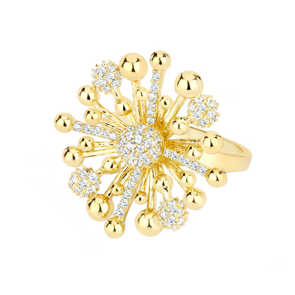 Floret 18K Gold Plated Ring w. Zirconias