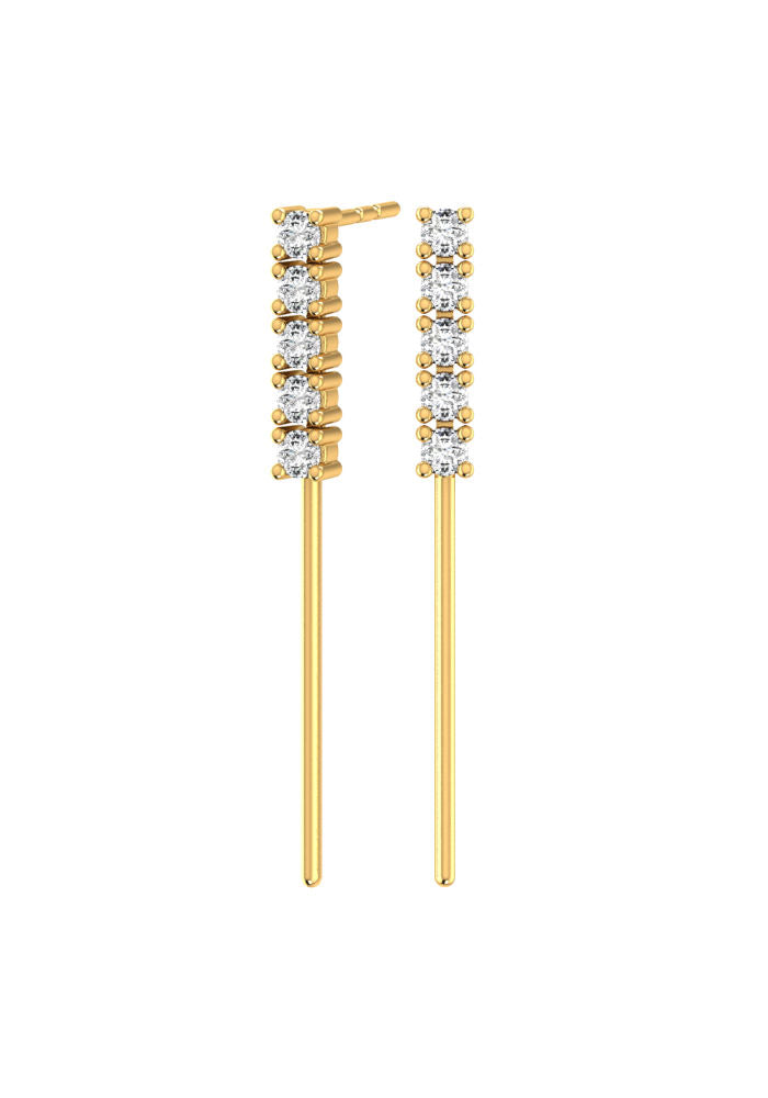 Tennis Drop 18K Gold Earrings w. Lab-Grown Diamonds