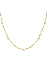 Fived 18K Gold Necklace w. Lab-Grown Diamonds