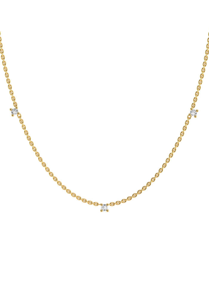 Triplet 18K Gold Necklace w. Lab-Grown Diamonds