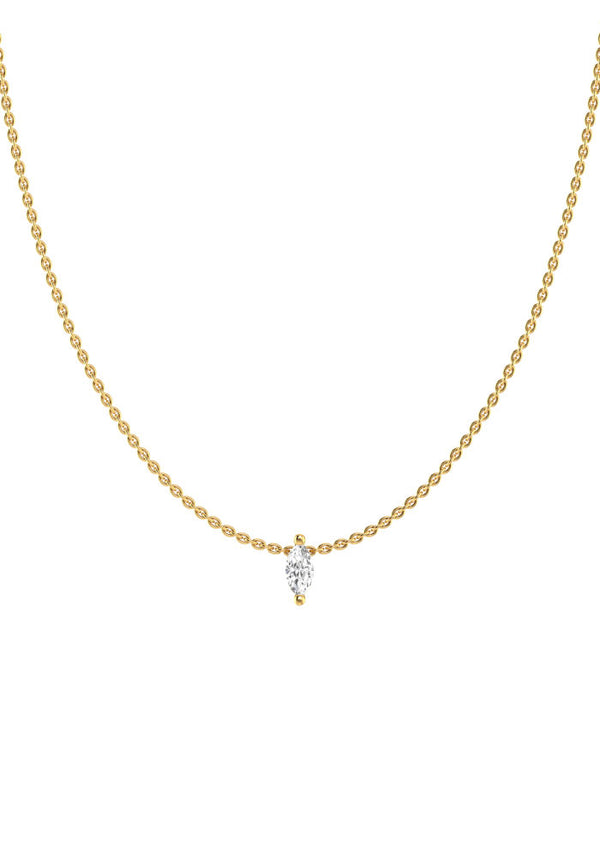 Marquise 18K Guld Halskæde m. Lab-Grown Diamant