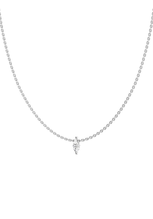 Marquise 18K White Gold Necklace w. Lab-Grown Diamond