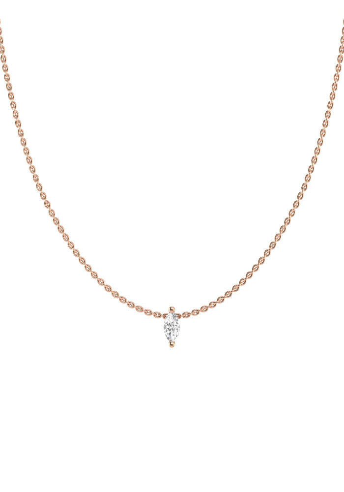 Marquise 18K Rosaguld Halskæde m. Lab-Grown Diamant