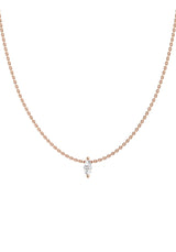 Marquise 18K Rose Gold Necklace w. Lab-Grown Diamond
