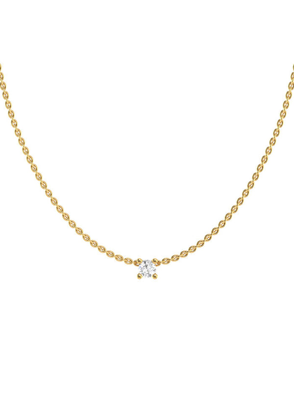 Solitaire 18K Gold Necklace w. Lab-Grown Diamond