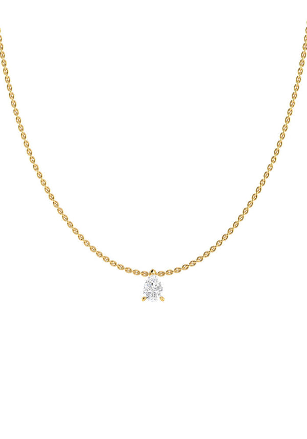 Solitaire Pear 18K Gold Necklace w. Lab-Grown Diamond