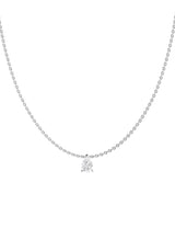 Solitaire Pear 18K White Gold Necklace w. Lab-Grown Diamond