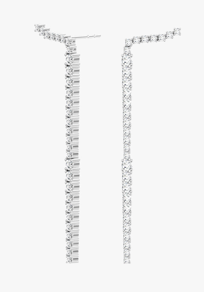 Cascade Degrade 18K Whitegold Earrings w. Lab-Grown Diamonds