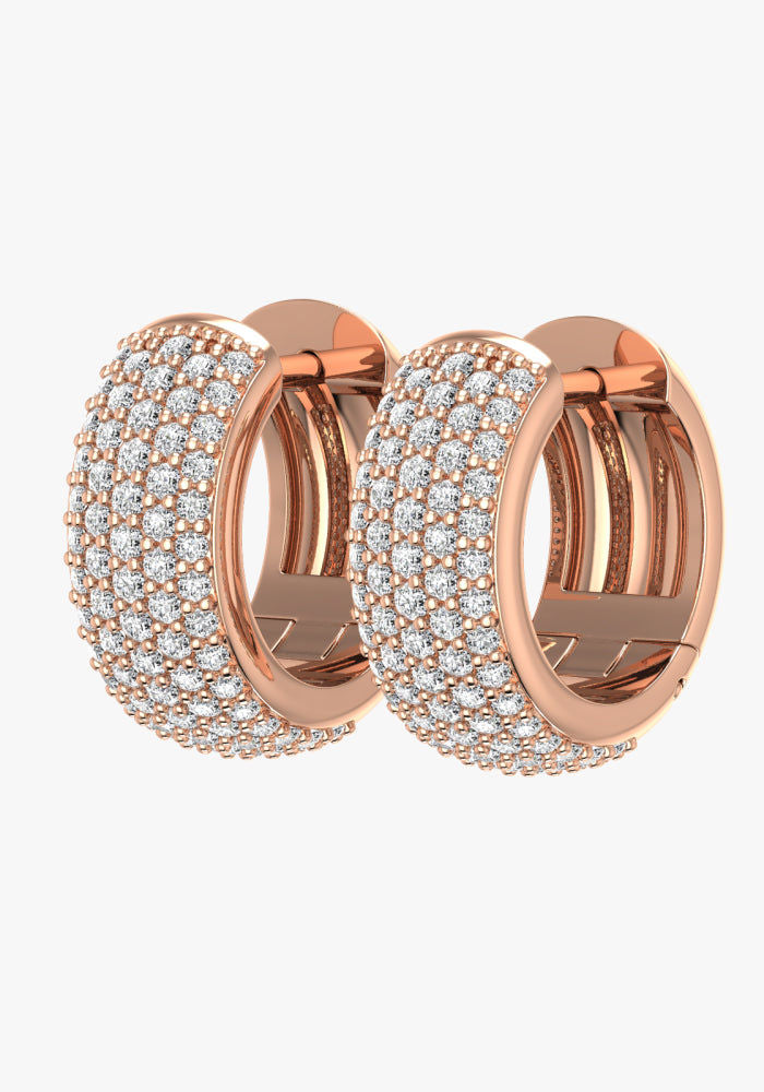 Grand Pave 18K Rosegold Earrings w. Lab-Grown Diamonds