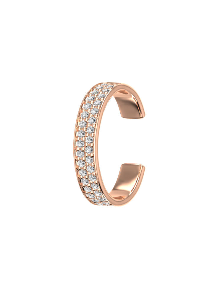 Pave 18K Rosegold Ear Cuff w. Lab-Grown Diamonds